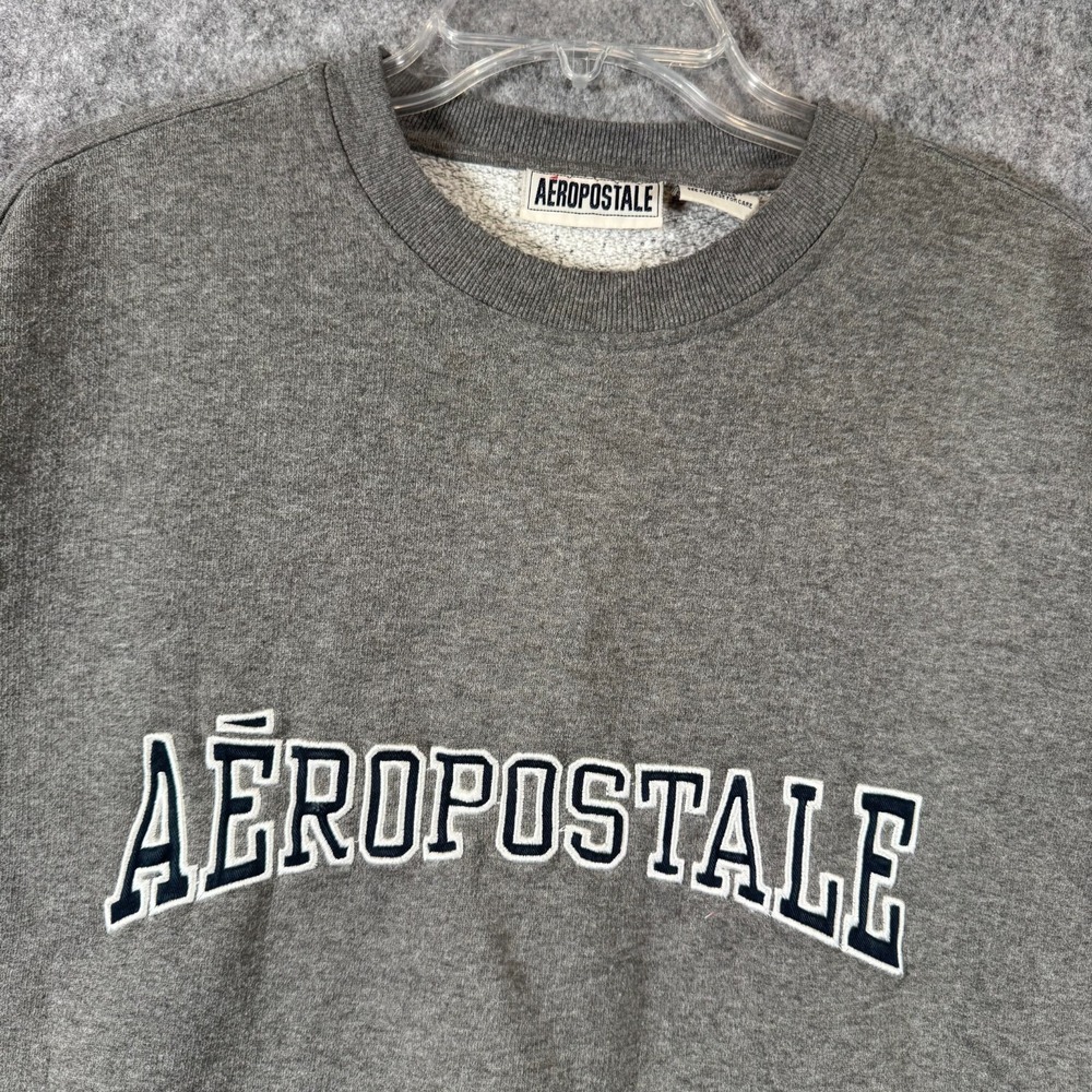 Vintage Y2K Aeropostale Crewneck Sweatshirt Mens XXL Embroidered Spellout Gray